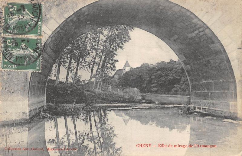 Carte postale ancienne Cheny - Effet De Mirage De L'Armancon à Cheny