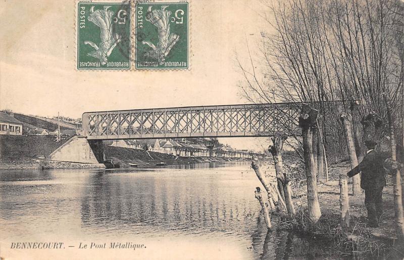 Carte postale ancienne Bennecourt - Le Pont Metallique à Bennecourt