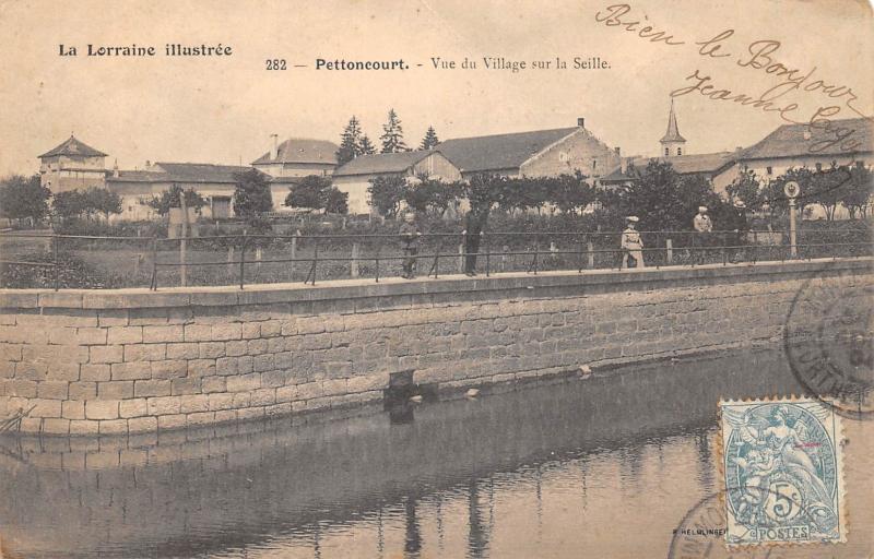 Carte postale ancienne Pettoncourt - Vue Du Village Sur La Seille à Pettoncourt