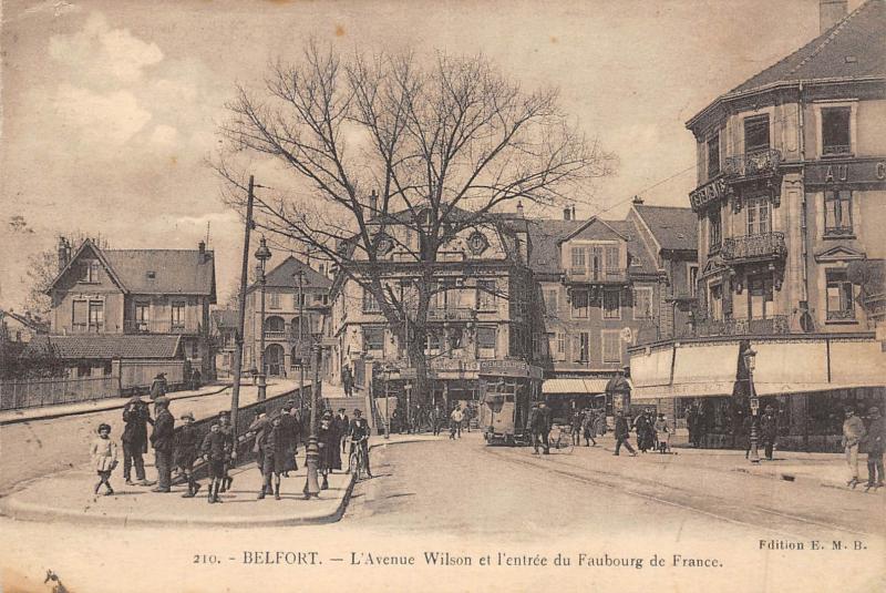 Carte postale ancienne Belfort - L'Avenue Wilson Et Entree Du Faubourg De France à Belfort