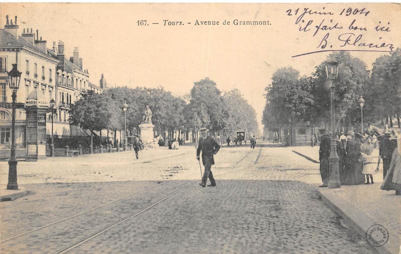 Carte postale ancienne Tours - Avenue De Grammont à Tours