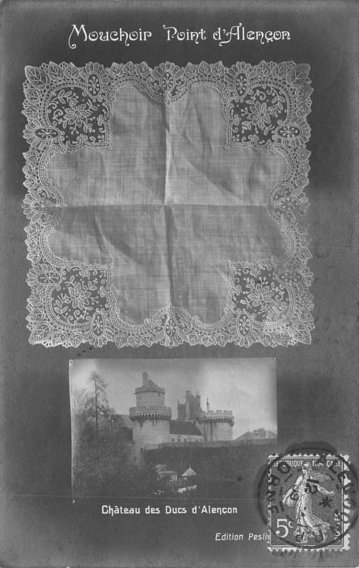 Carte postale ancienne Mouchoir - Point D'Alencon