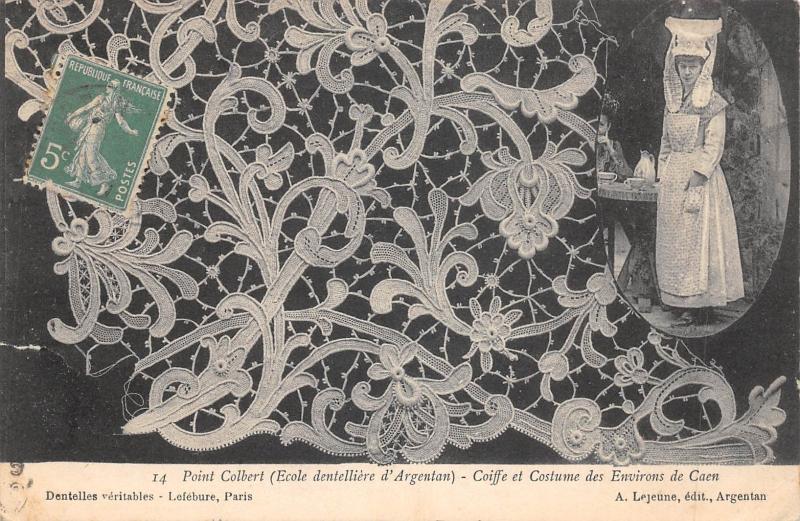 Carte postale ancienne Ecole Dentelliere De Point D'Alencon - Point Colbert