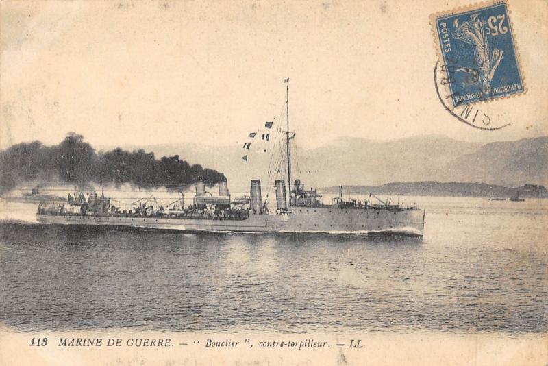 Carte postale ancienne Marine De Guerre - Bouclier - Contre Torpilleur