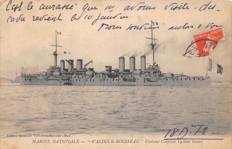 Carte postale ancienne Marine Nationale - Waldeck Rousseau - Croiseur Cuirasse