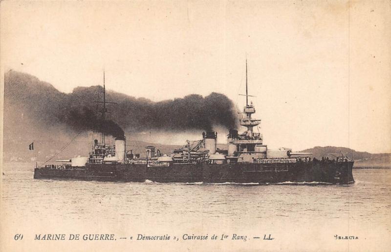 Carte postale ancienne Marine De Guerre - Democratie - Cuirasse De 1er Rang