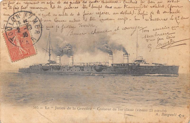 Carte postale ancienne Marine De Guerre - Le Jurien De La Graviere - Croiseur De 1ere Classe
