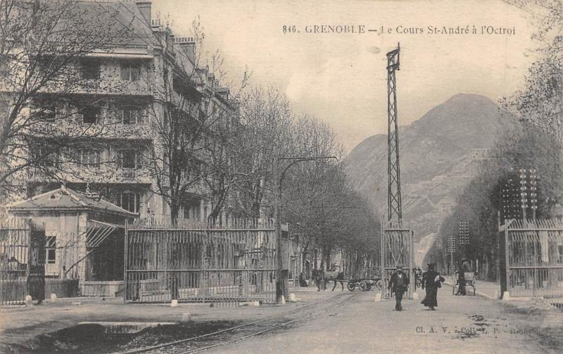 Carte postale ancienne Grenoble - Le Cours Saint Andre A L'Octroi à Grenoble