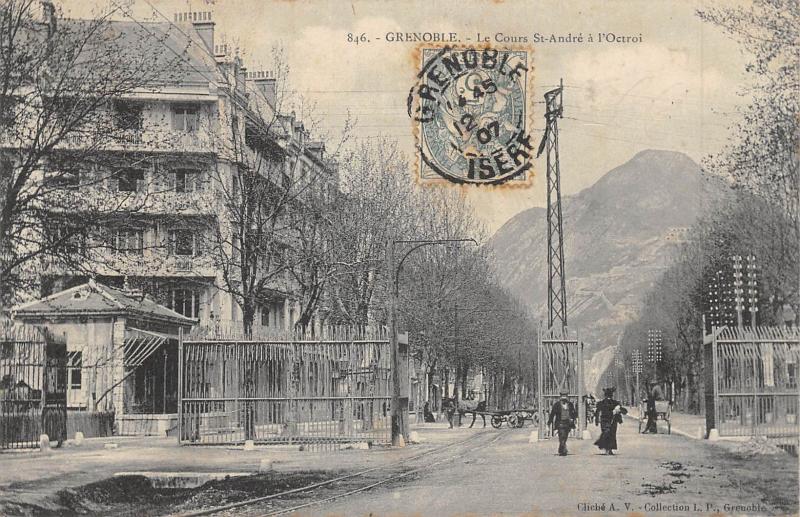 Carte postale ancienne Grenoble - Le Cours Saint Andre A L'Octroi à Grenoble