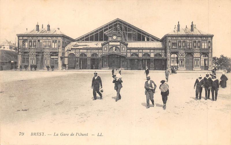 Carte postale ancienne Brest - La Gare De L'Ouest à Brest