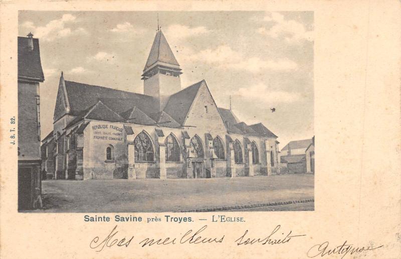 Carte postale ancienne Sainte Savine Pres Troyes - Eglise à Sainte-Savine