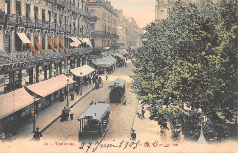 Carte postale ancienne Toulouse - La Rue Alsace Lorraine à Toulouse