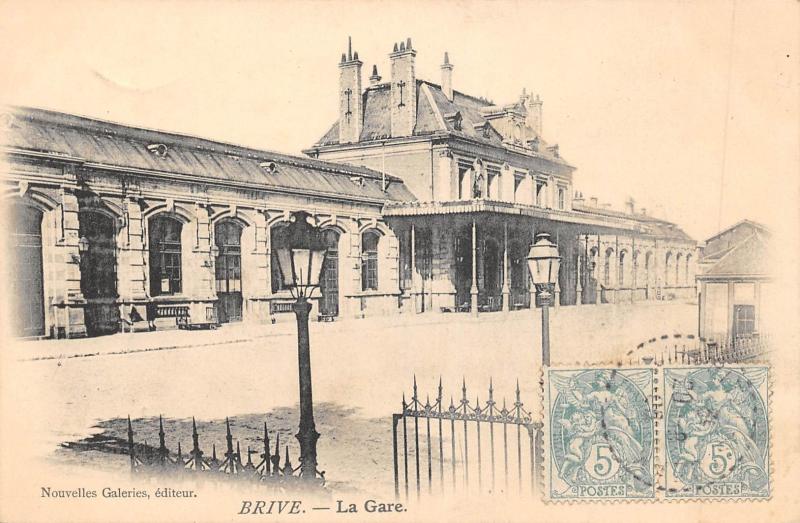 Carte postale ancienne Brive - La Gare
