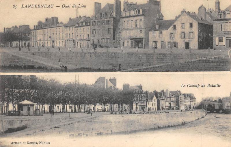 Carte postale ancienne Landerneau - Quai De Leon à Landerneau