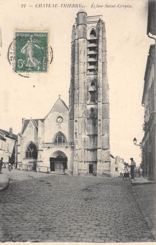 Carte postale ancienne Chateau Thierry - Eglise Saint Crepin à Château-Thierry