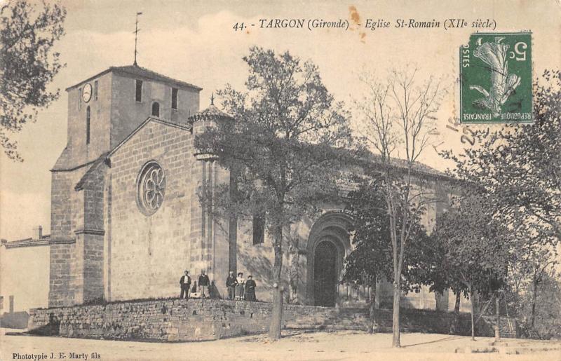 Carte postale ancienne Targon - Eglise Saint Romain à Targon