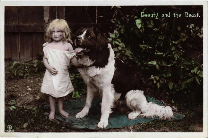 Carte postale ancienne Beauty and the Beast Dogs