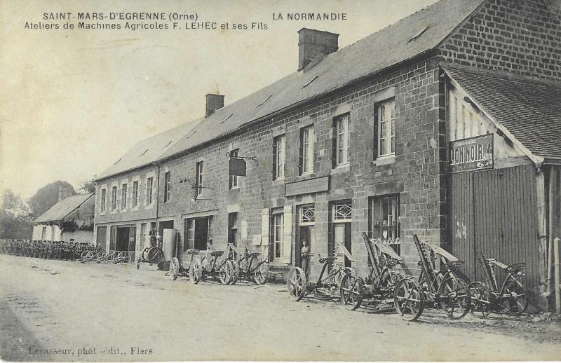 Carte postale ancienne Saint Mars d'Egrenne - Ateliers de machines agricoles F. LEHEC et ses fils à Saint-Mars-d'Égrenne